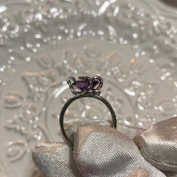Hand Crafted Amethyst Oval Gemstone Sterling Silver Adjustable Ring Bohemian - Picture 14 of 16